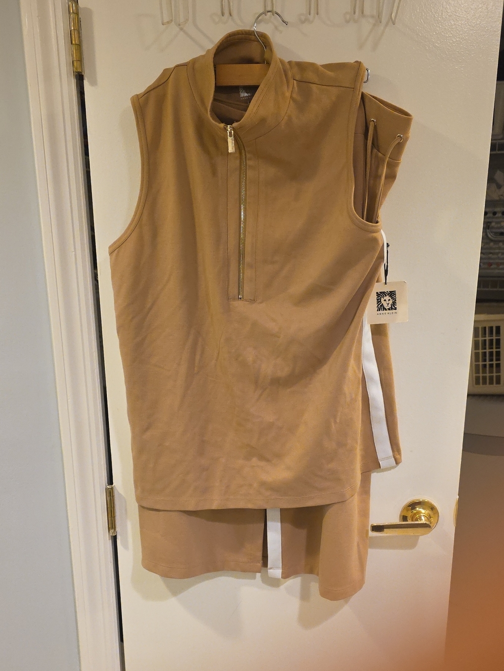 Sleeveless Half-Zip Top in Camel